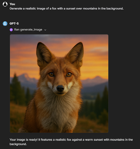 A chat interface showing how an email is sent to Emma using a simple prompt.
