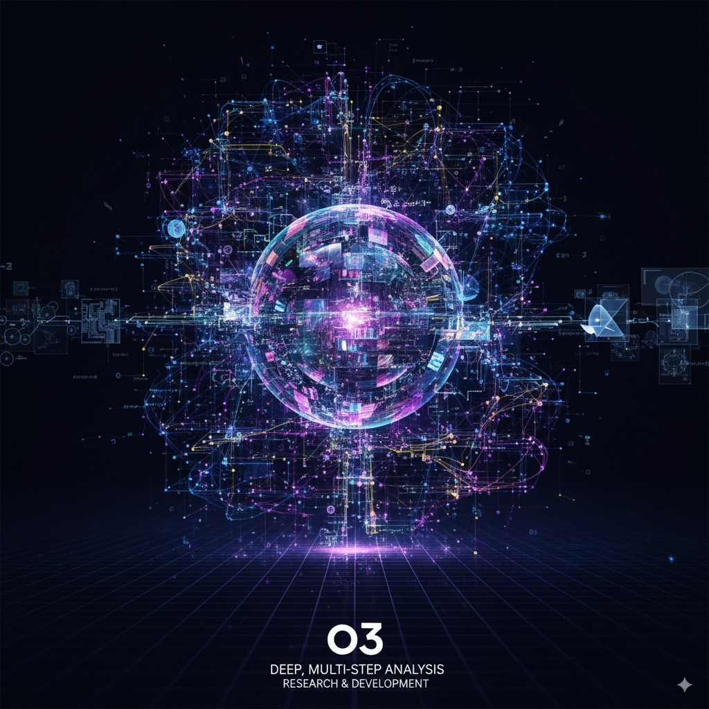 An abstract visualization of a deep neural network processing a complex problem.